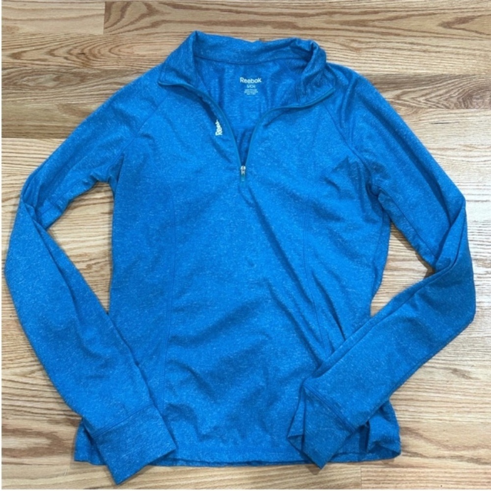 Reebok blue soft quarter zip pull over active wear work out small S